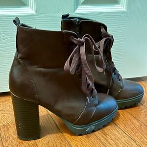 Brown Lace-Up Ankle Boots
